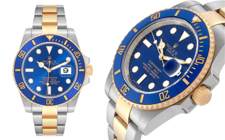 Rolex Submariner Steel Yellow Gold Blue Dial Mens Watch 116613