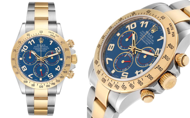 Rolex Daytona Steel Yellow Gold Blue Racing Dial Mens Watch 116523