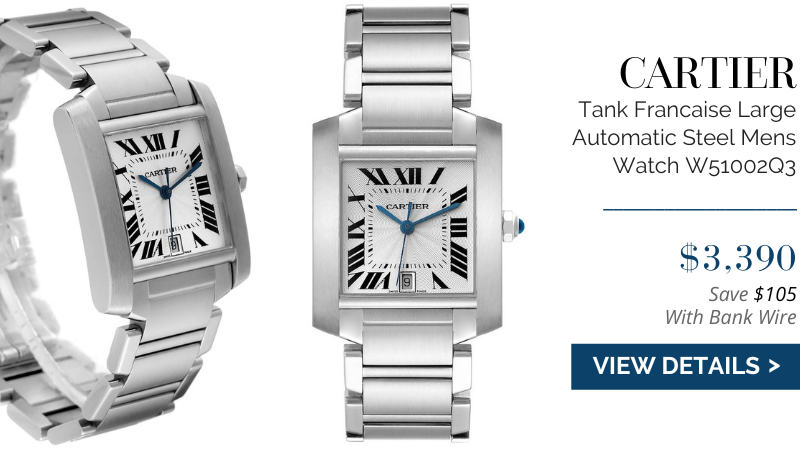 Cartier Tank Francaise Large Automatic Steel Mens Watch W51002Q3