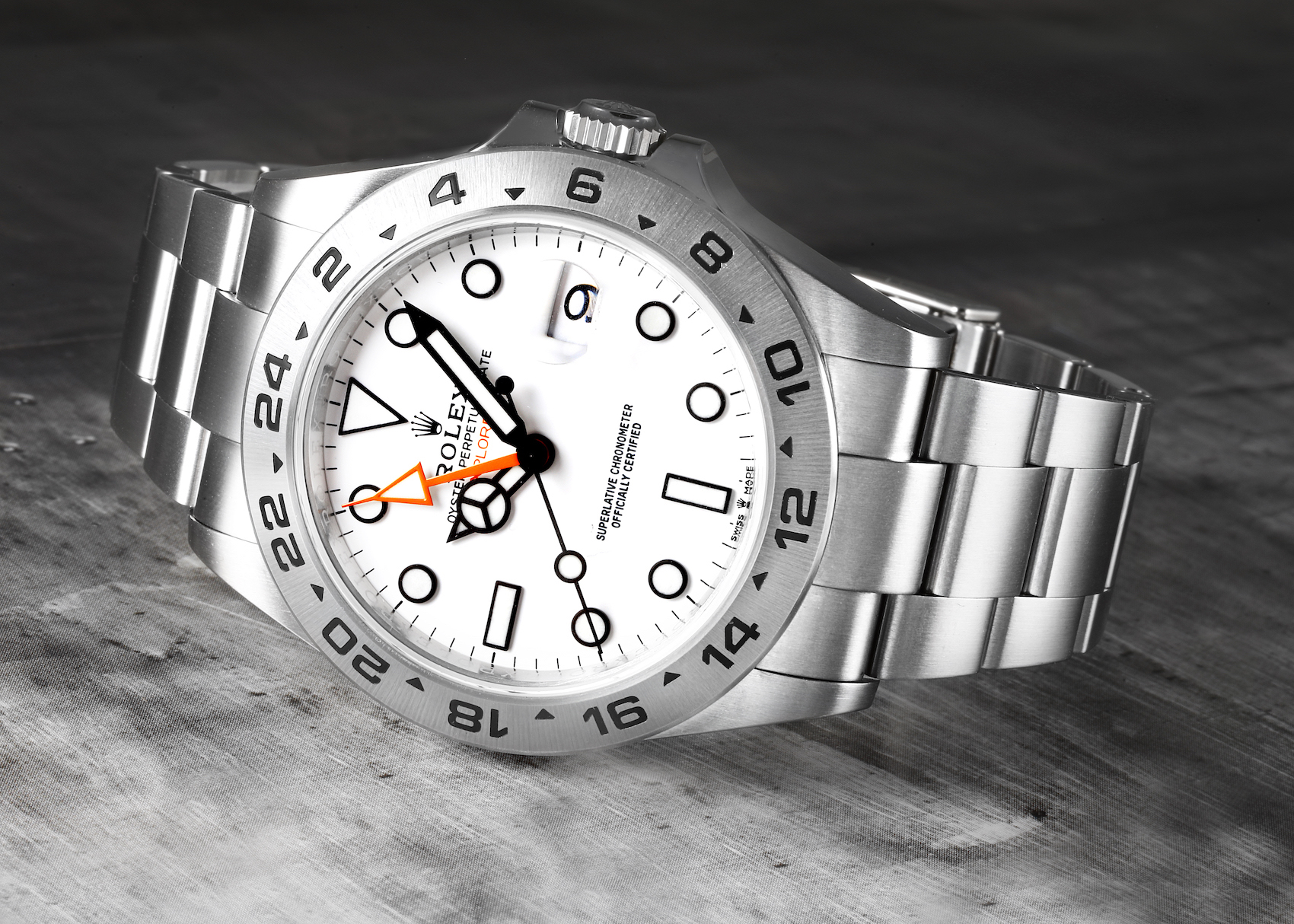 Rolex Explorer II White Dial Orange Hand Steel Mens Watch 216570