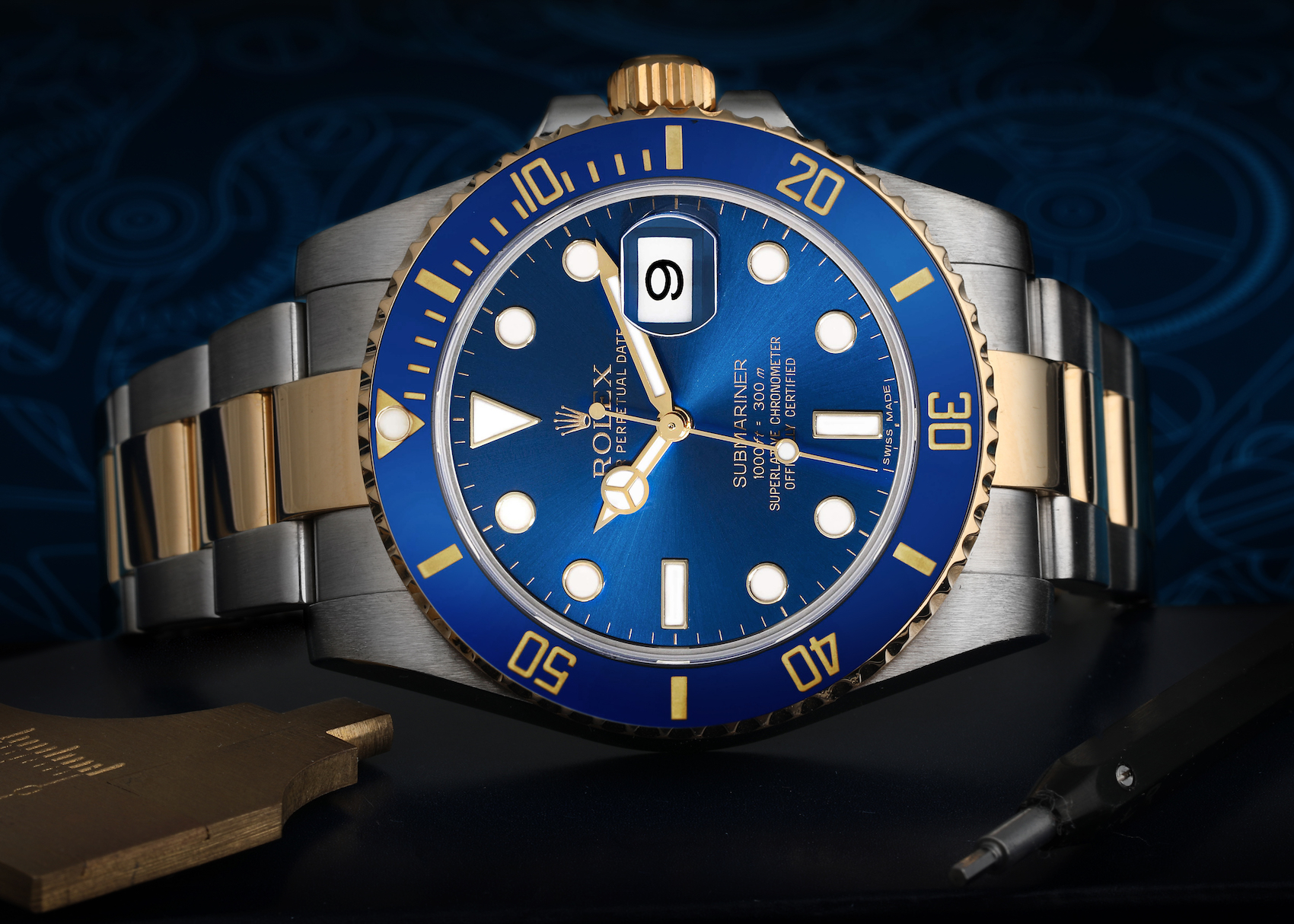 Rolex Submariner Steel Yellow Gold Blue Dial Mens Watch 116613