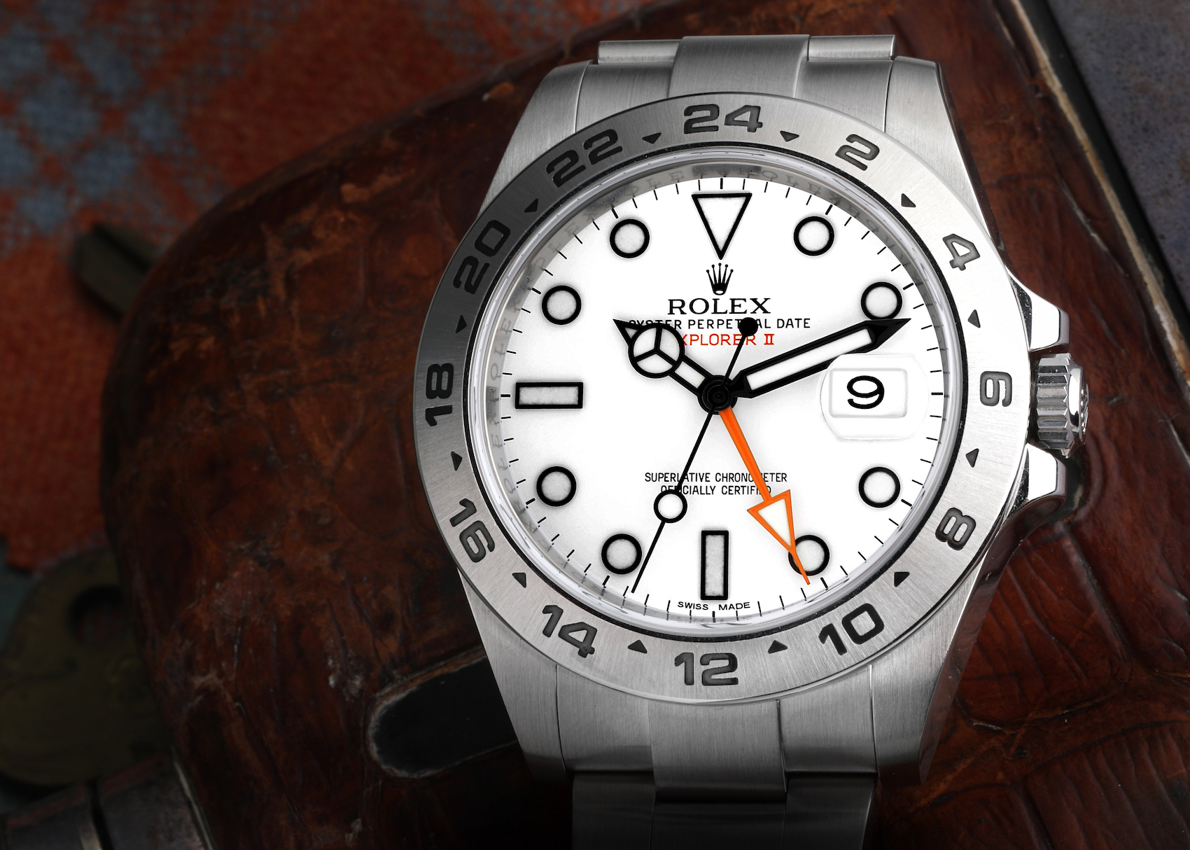 Rolex Explorer II White Dial Orange Hand Steel Mens Watch 216570