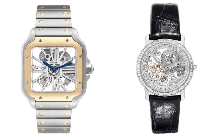 Openworked and Skeleton Dial Watches - Cartier Horloge Santos and Vacheron Constantin Traditionelle