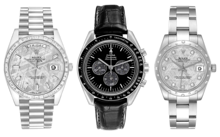 Meteorite Dial Watches - Rolex Day-Date, Rolex Datejust, and Omega Speedmaster